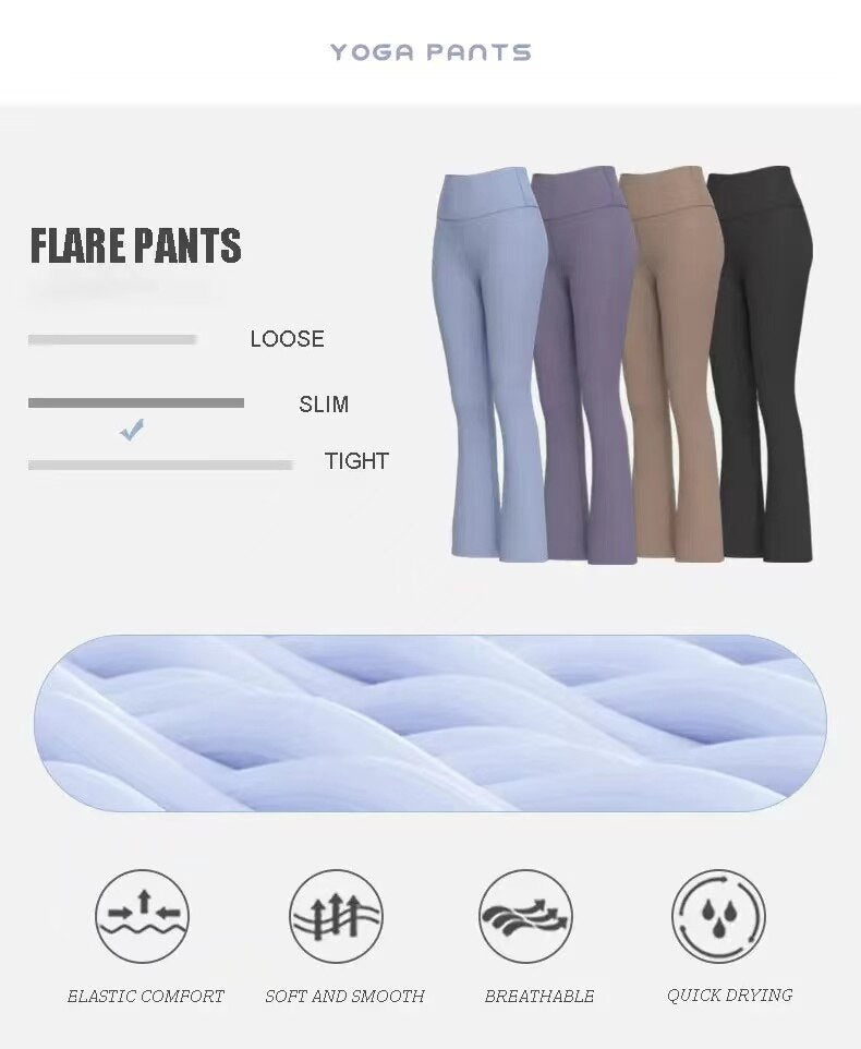 Casual Flare Yoga Pants: Women's High Waist Jogging Leggings